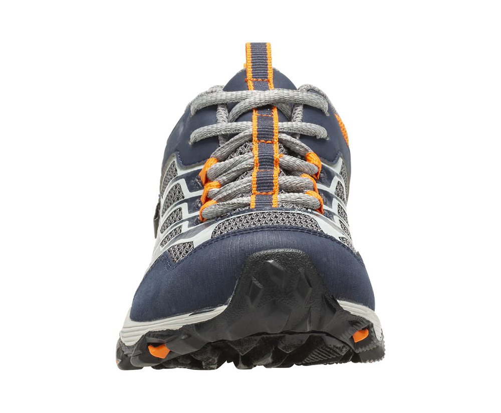 Merrell Vandresko Børn - Moab Fst Lav Waterproof - Mørkeblå/Grå/Orange - NHC719823